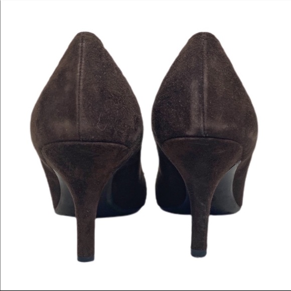 98. Prada NWT Brown Suede Square Pointed Toe Logo Pump 36 - Picture 6 of 9